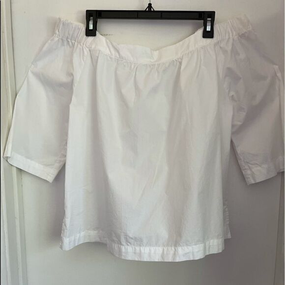3/$25 MADEWELL White Clean Off the Shoulder Top.Size L - Picture 4 of 14